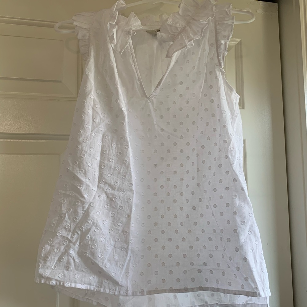 j crew white polka dot blouse size 4